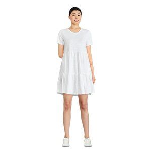 George Women's Tiered White Cotton T-Shirt Dress Size XL